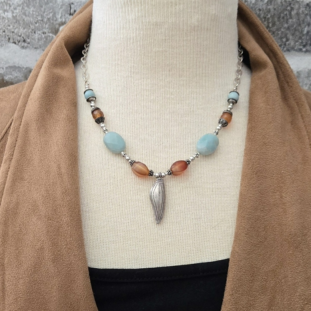 Elegant Beaded Necklace with Silver Accents